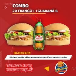 2 X-Hamburguer com Frango + 1 Guaraná 1L